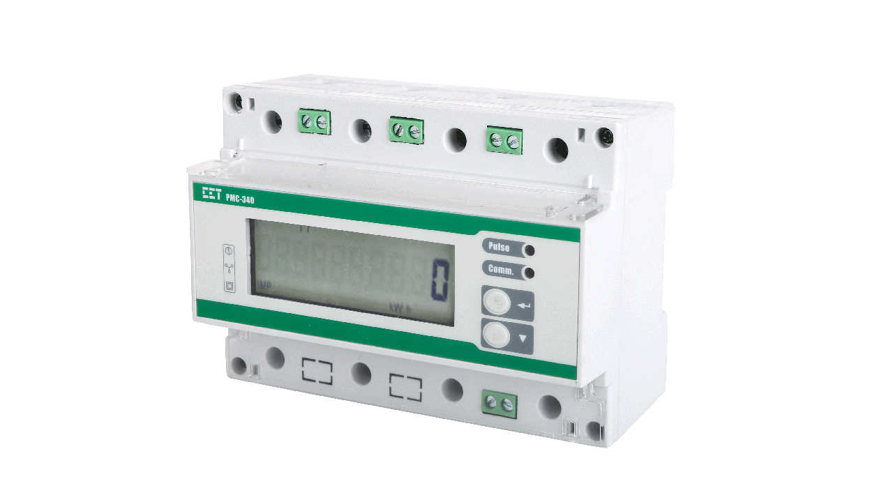 PMC-340A-B three-phase energy meter with LCD display and CT input terminals