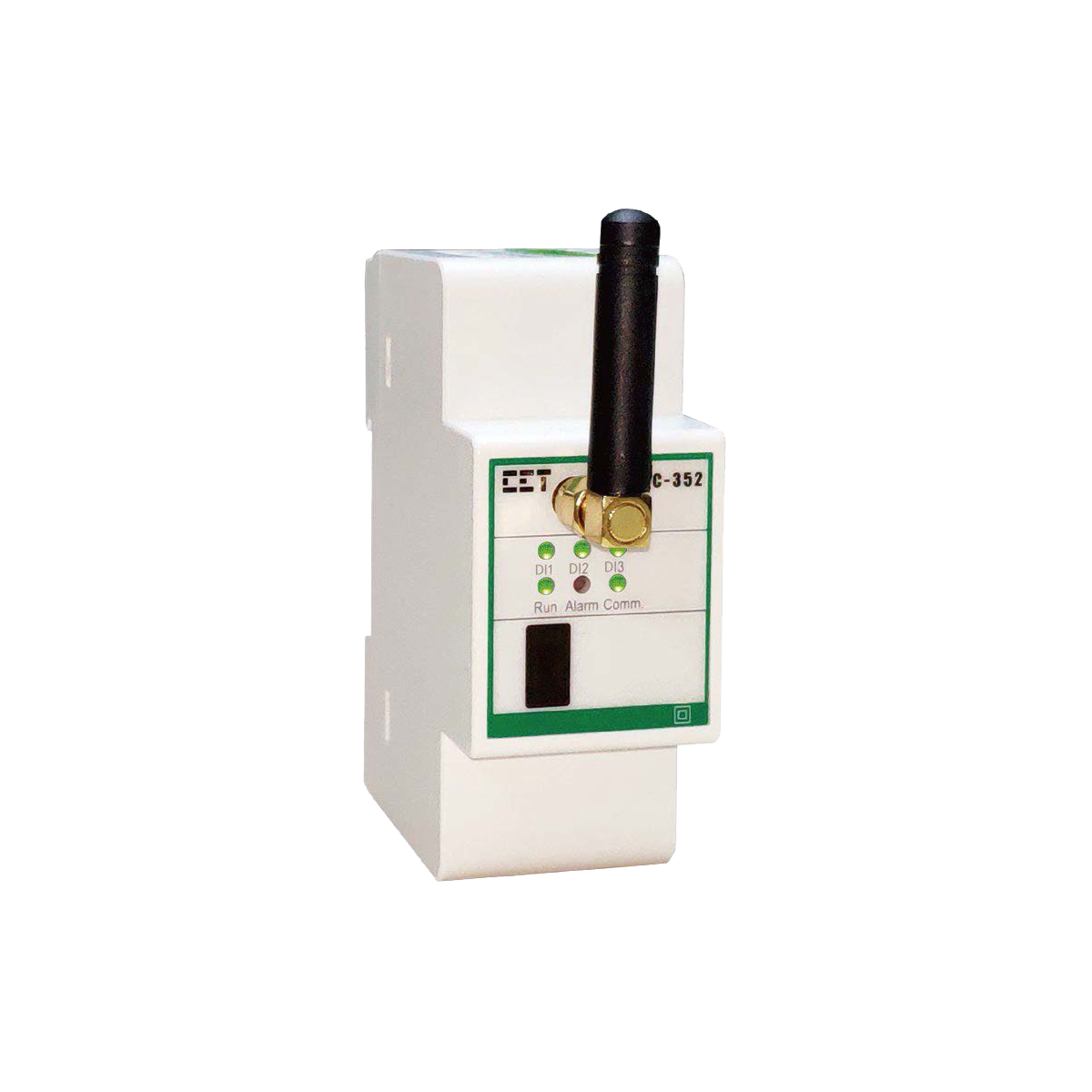 CET PMC-352 wireless communication module with digital inputs, designed for IoT and energy monitoring in LPA and WideSky metering applications.